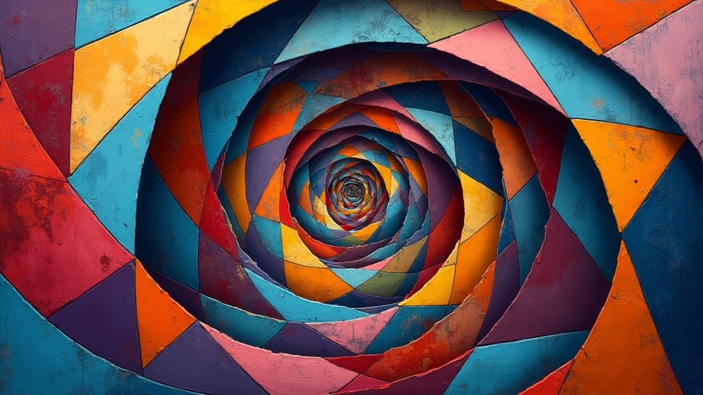 Vibrant Geometric Cubist Fragmentation