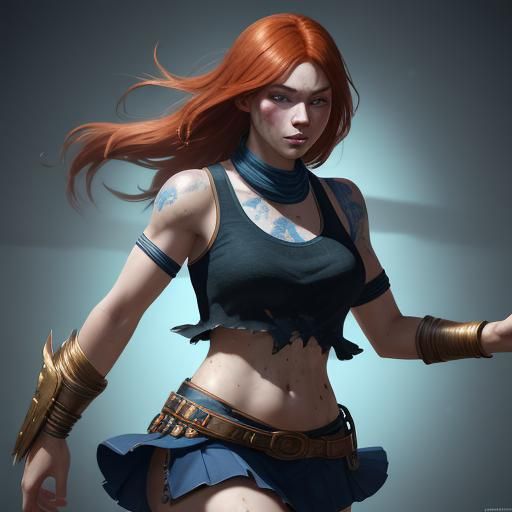 Redhead Woman Portrait in Artgerm Style