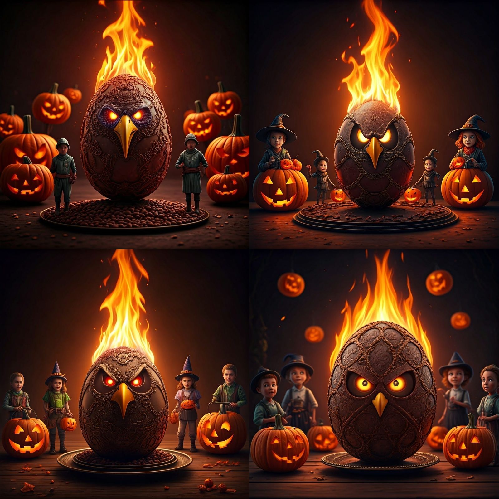 Burning Chocolate Faberge Egg with Halloween Theme