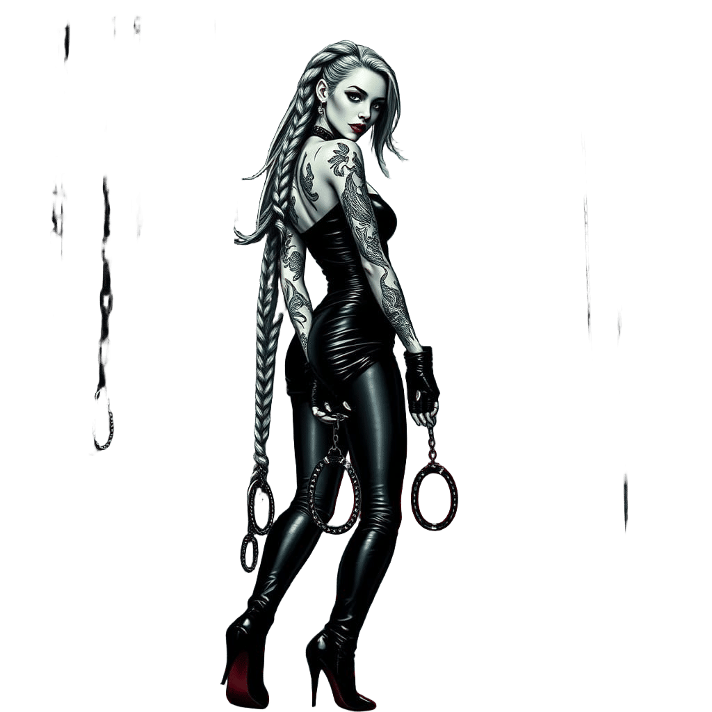 Ethereal Vampire Goddess in Dark Leather Armor