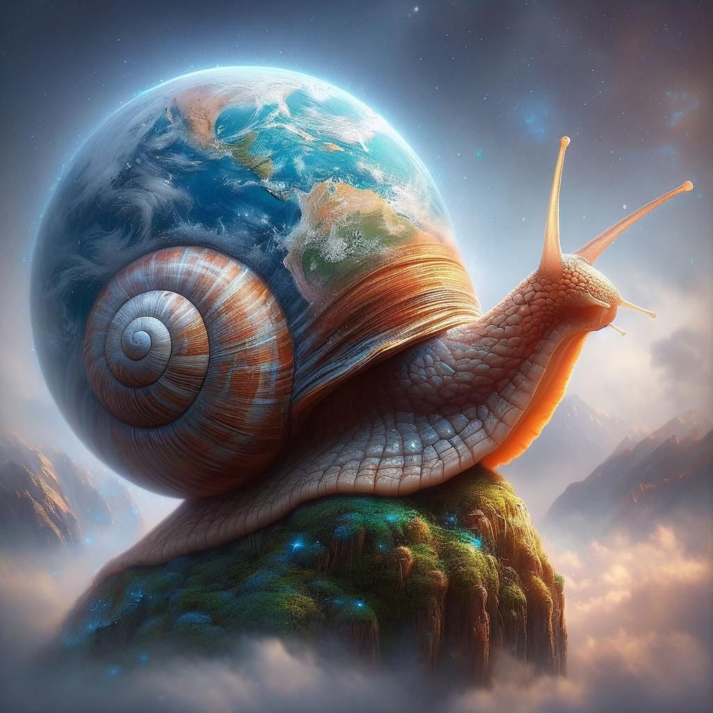Snail with Earth: Oil Painting Photography
