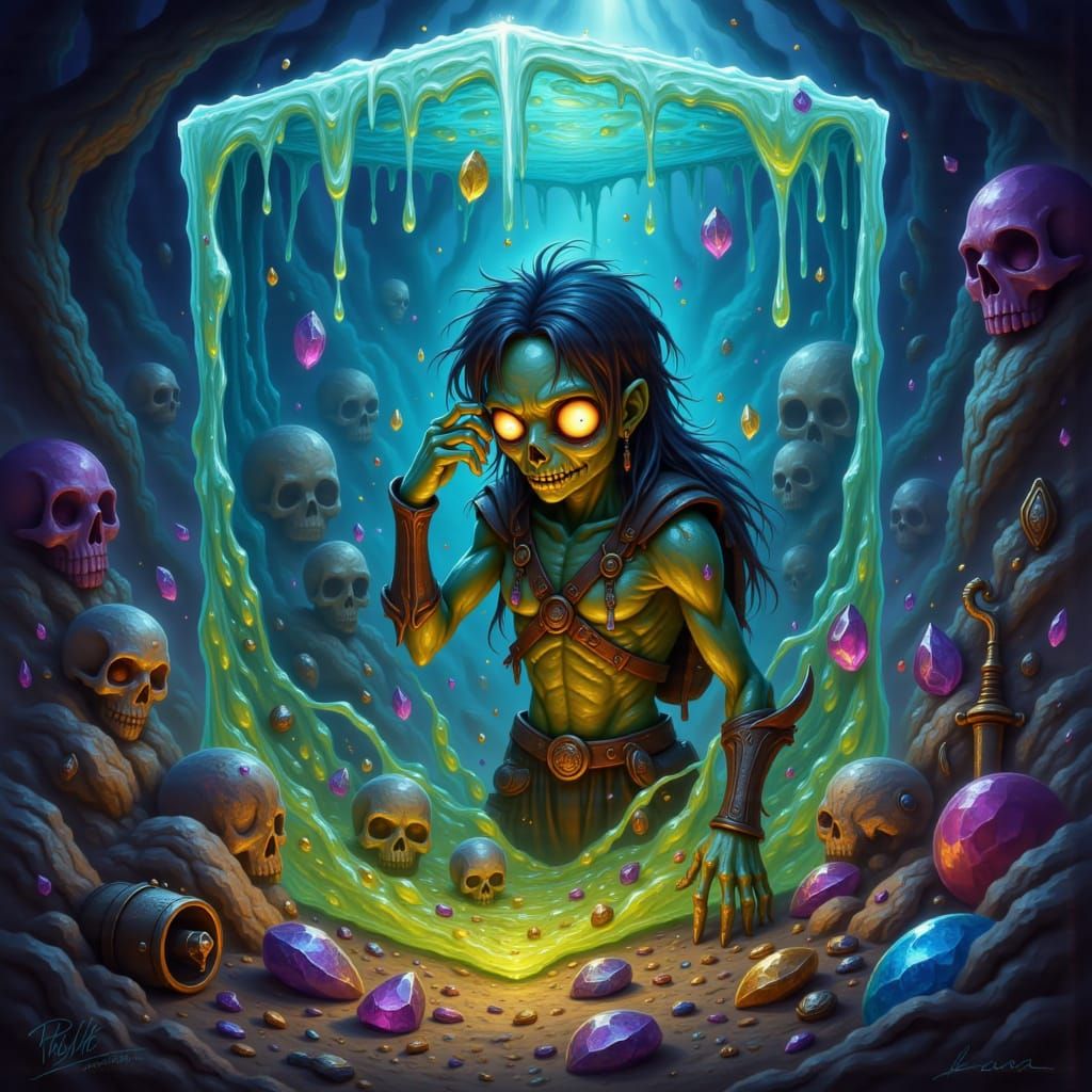 Confused Zombie Trapped in Ooze Cube RPG Art