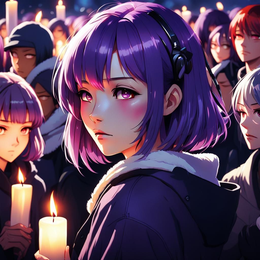 Purple Haired Waifu at Candlelight Vigil