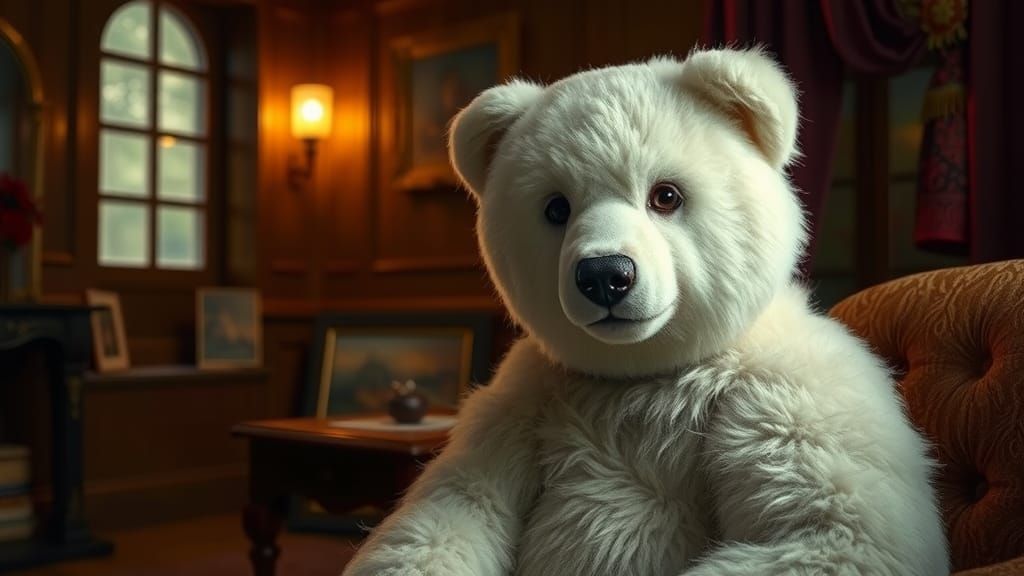 Vintage Teddy Bear Portrait in Old Master Style