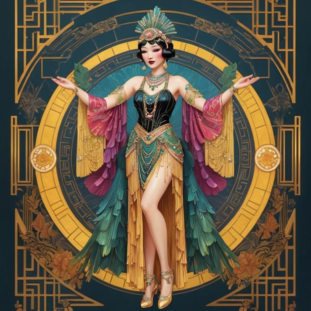 Art Deco Burlesque Dancer in Candy Art Style