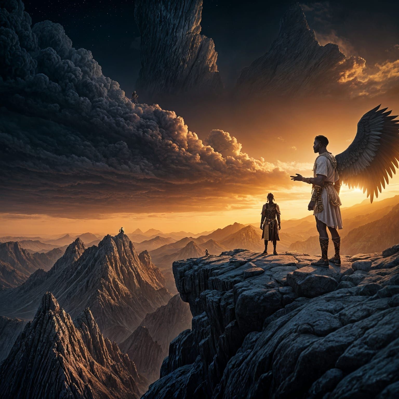 Black Angel Shares Wisdom with Ancient Israelite on High Mou...
