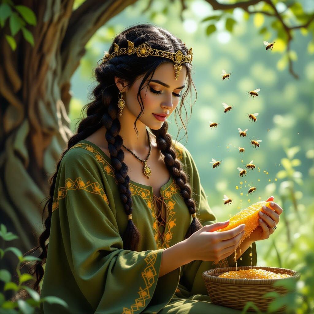 Viking Fertility Goddess Beyla, Expressionist Oil Painting