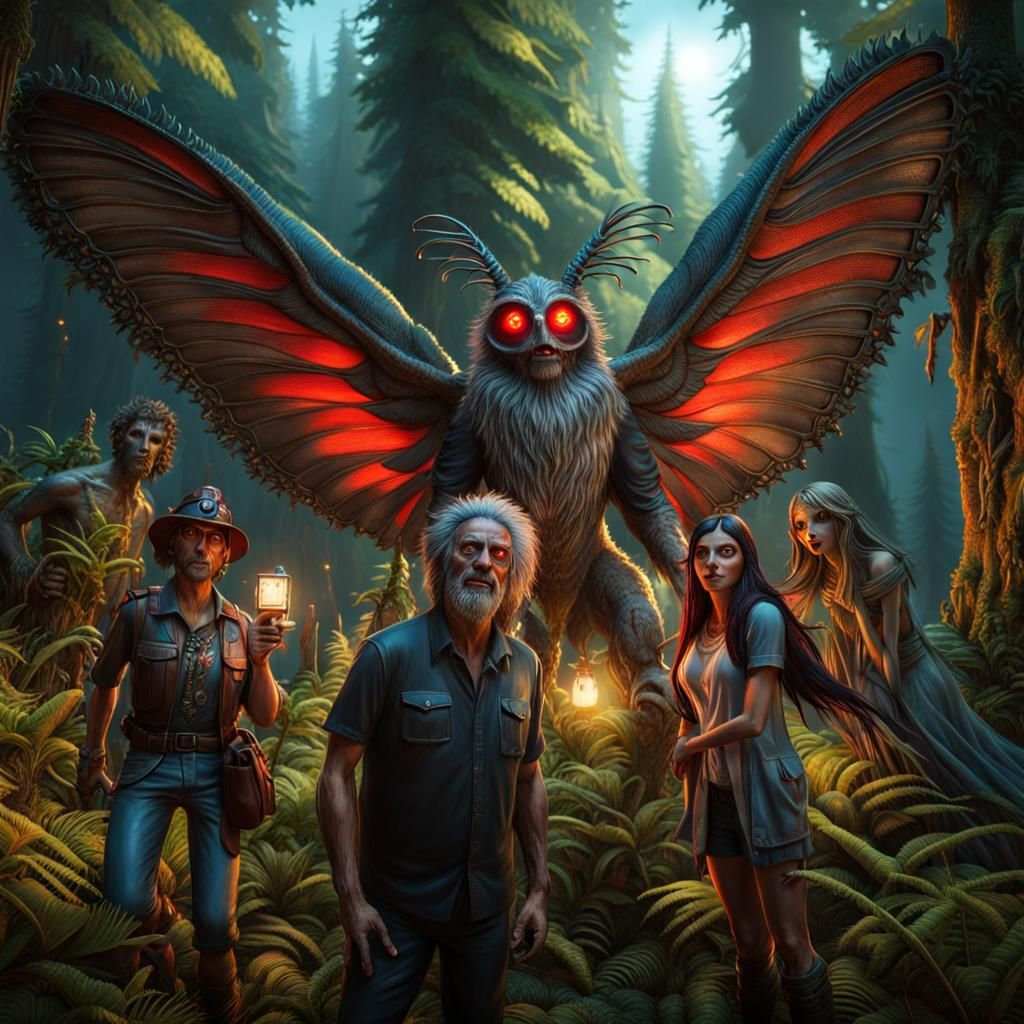 Joyful Selfie with Cryptids and Fairy in Psychedelic Forest