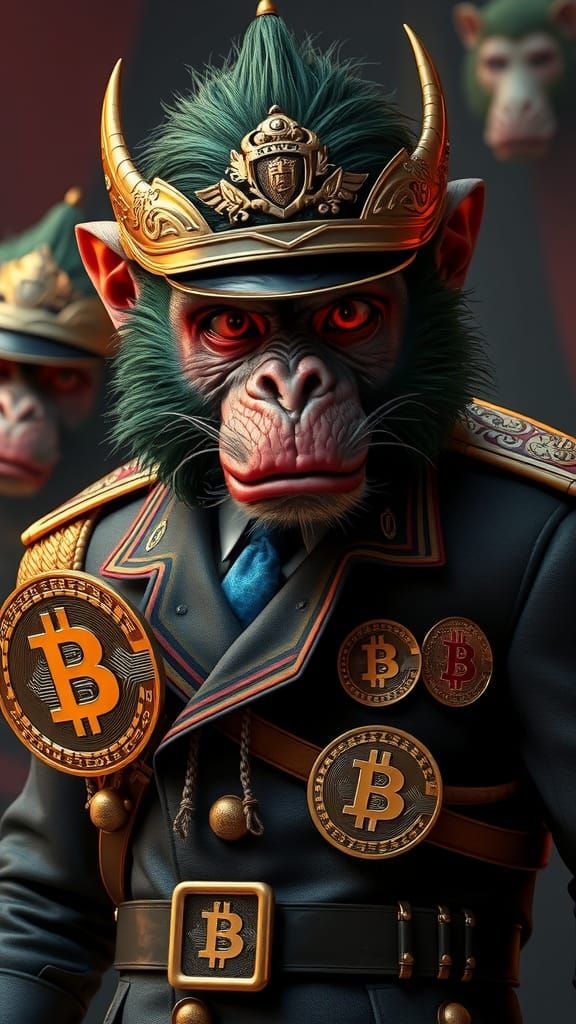 Angry Monkey King in Military Suit, Trending Art