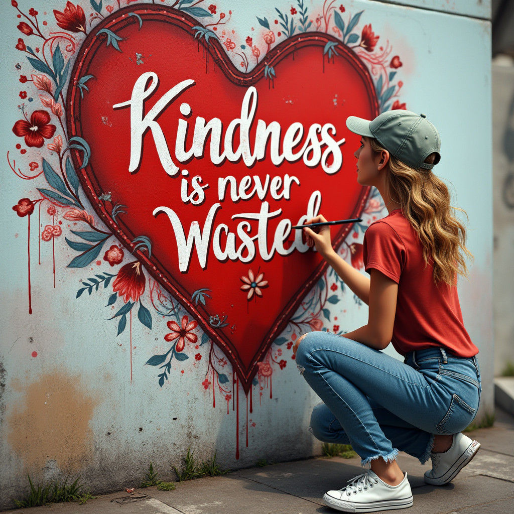Street Artist Creates Kindness Mural in 8K