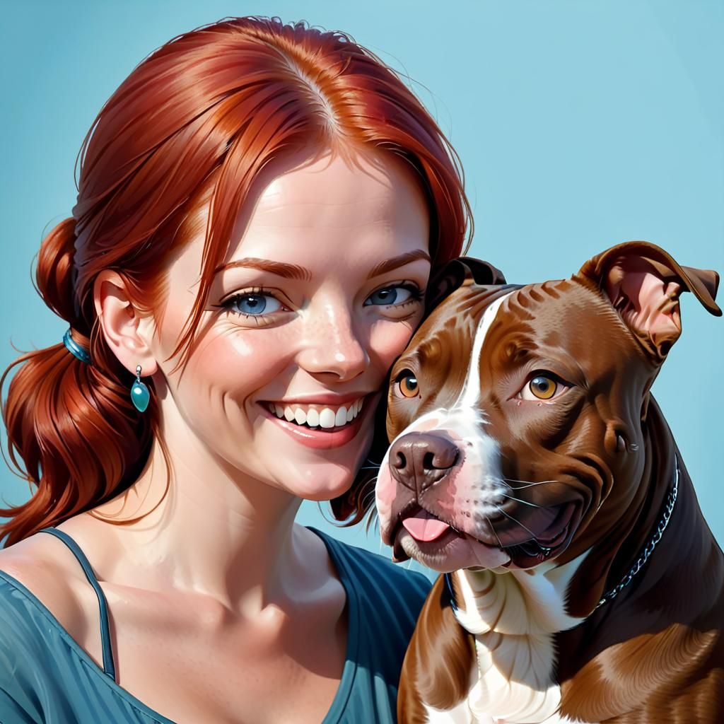 Redhead and Blue Nose Pitbull Portrait