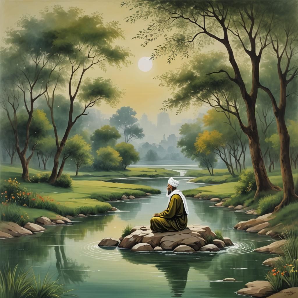 Mystic River of Thoughts: A Surreal Mughal Landscape