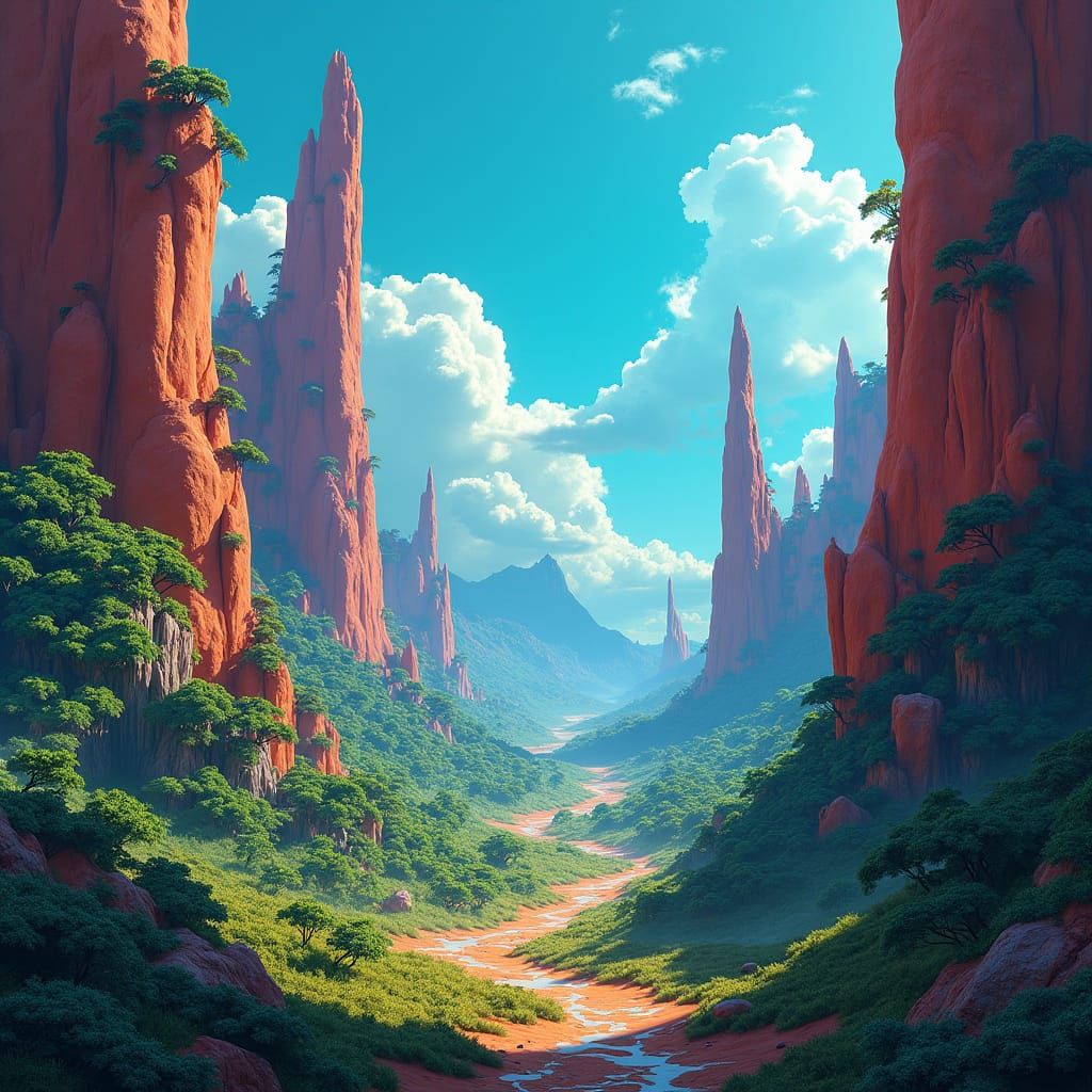 Dreamlike Landscape with Fantasy Concept Art Aesthetic