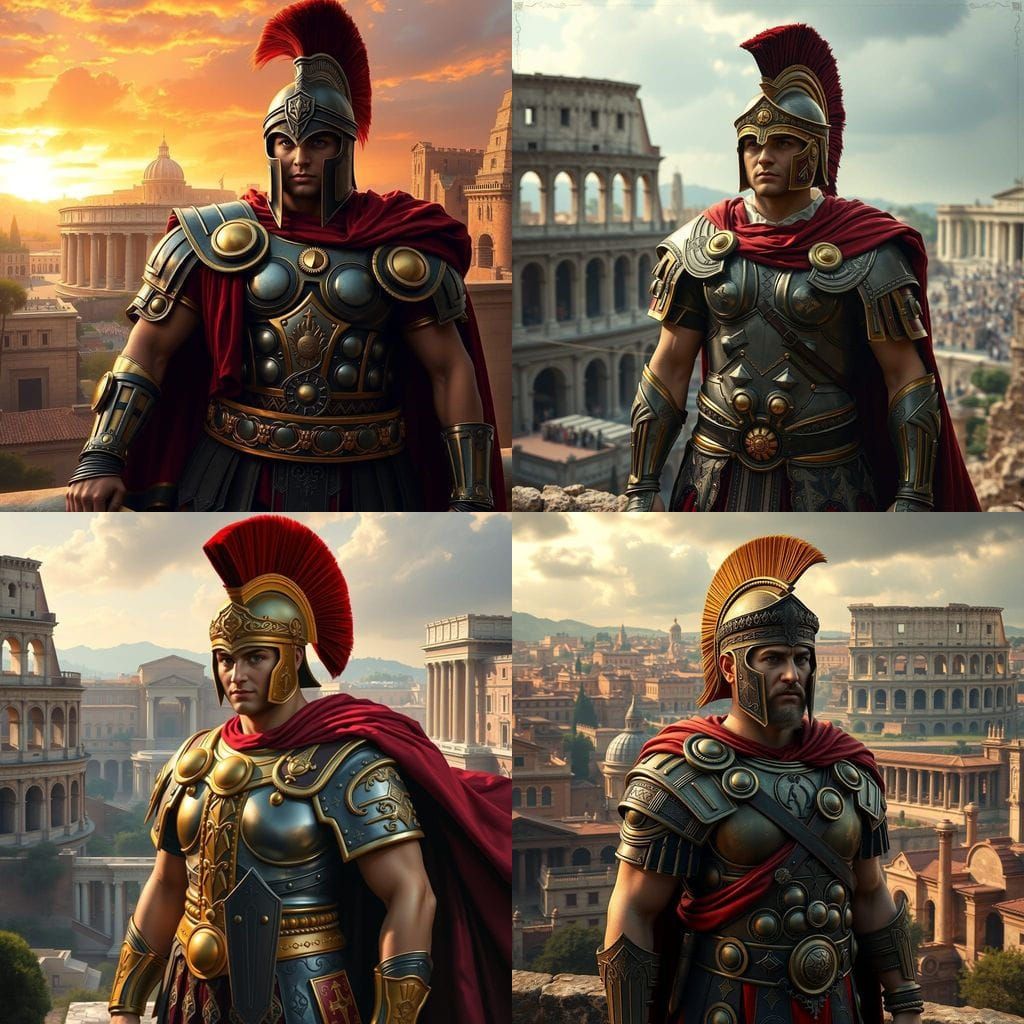 Ancient Roman Centurion Standing Vigilant in Imperial Rome