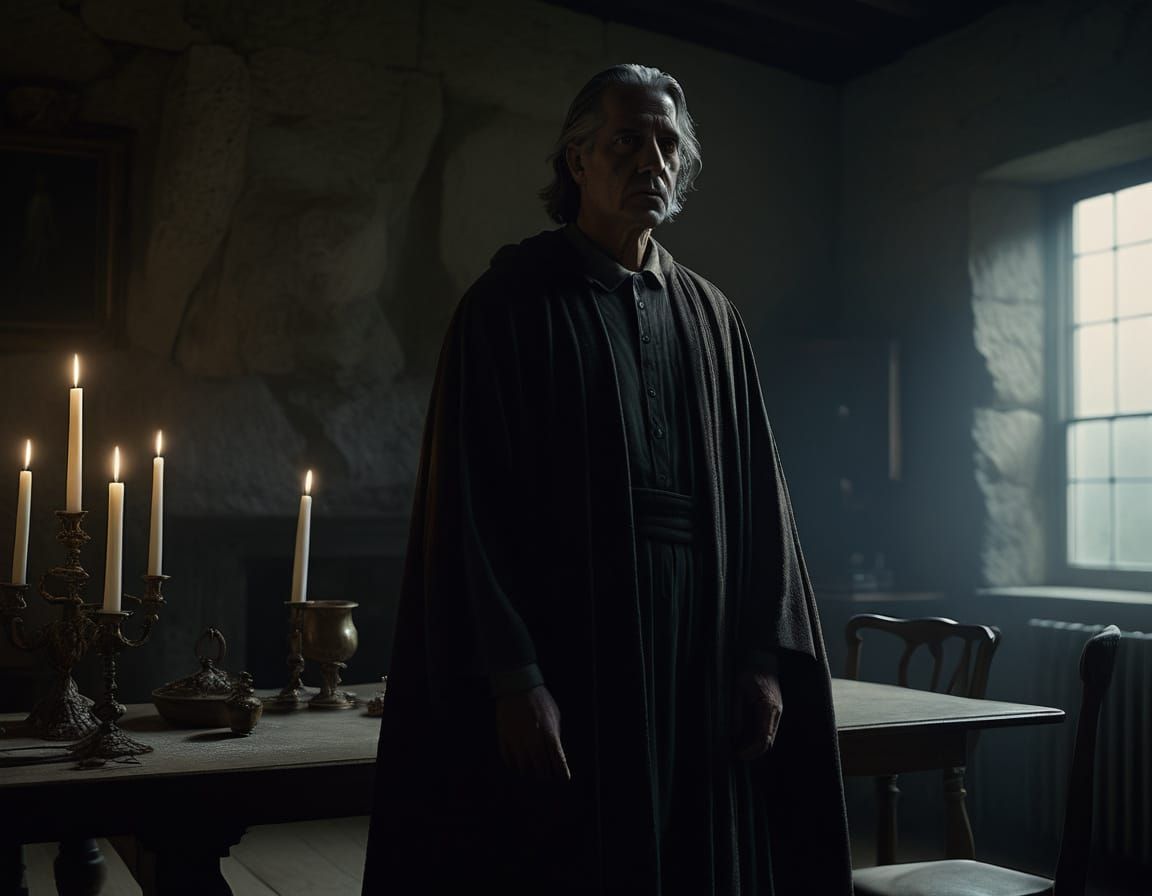 Angel of Death in a Haunting, Softly Lit Scene