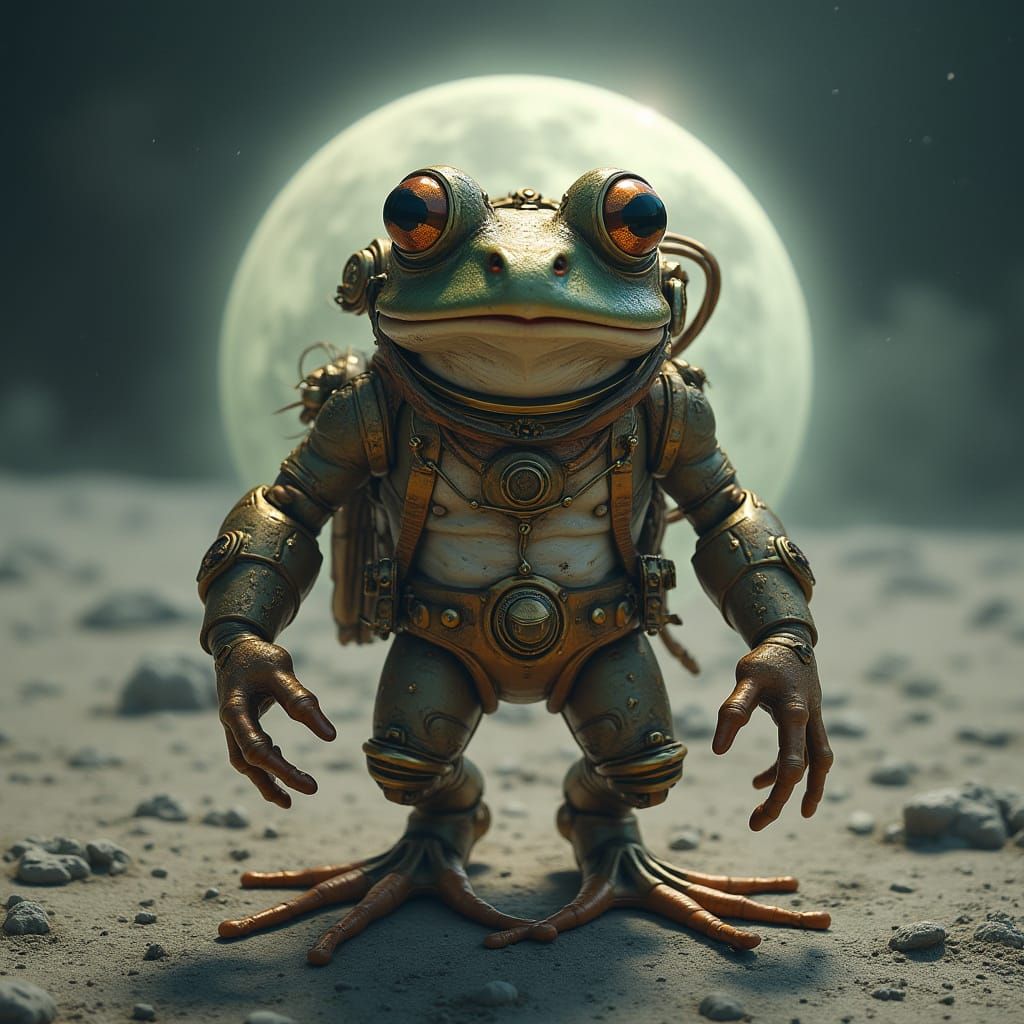 Steampunk Frog Embarks on Lunar Odyssey