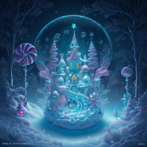 Bioluminescent Christmas Wonderland in Candy Art Style
