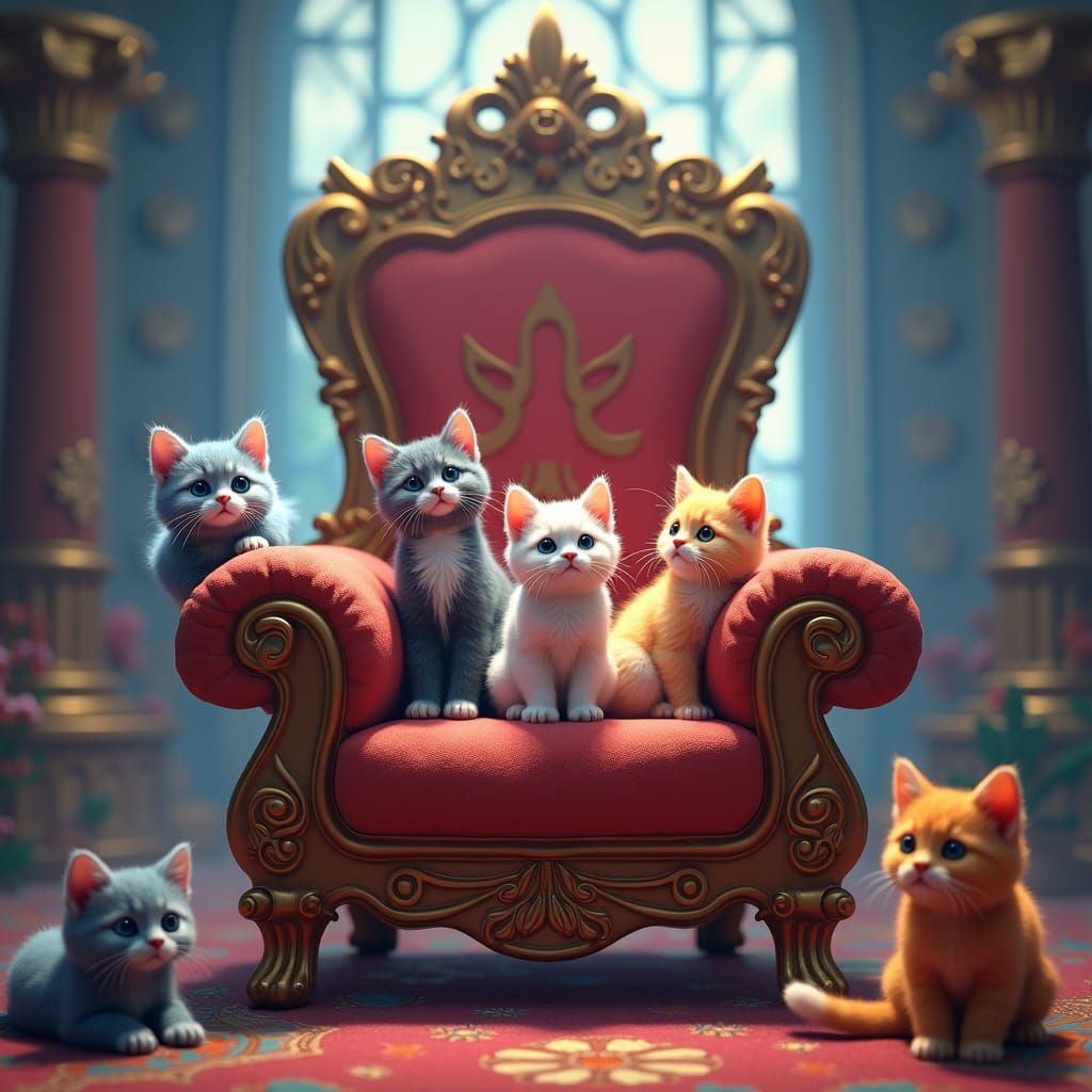 Regal Kittens Ascend the Kitten Throne