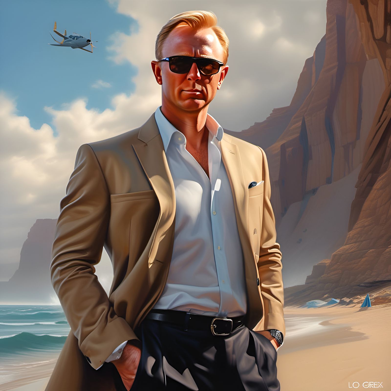Handsome Secret Agent Portrait in Digital Art Style