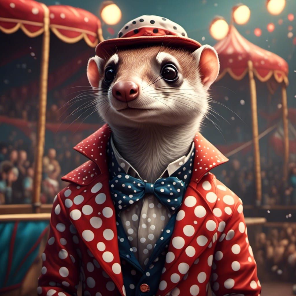 Anthropomorphic Weasel Ringmaster in Circus