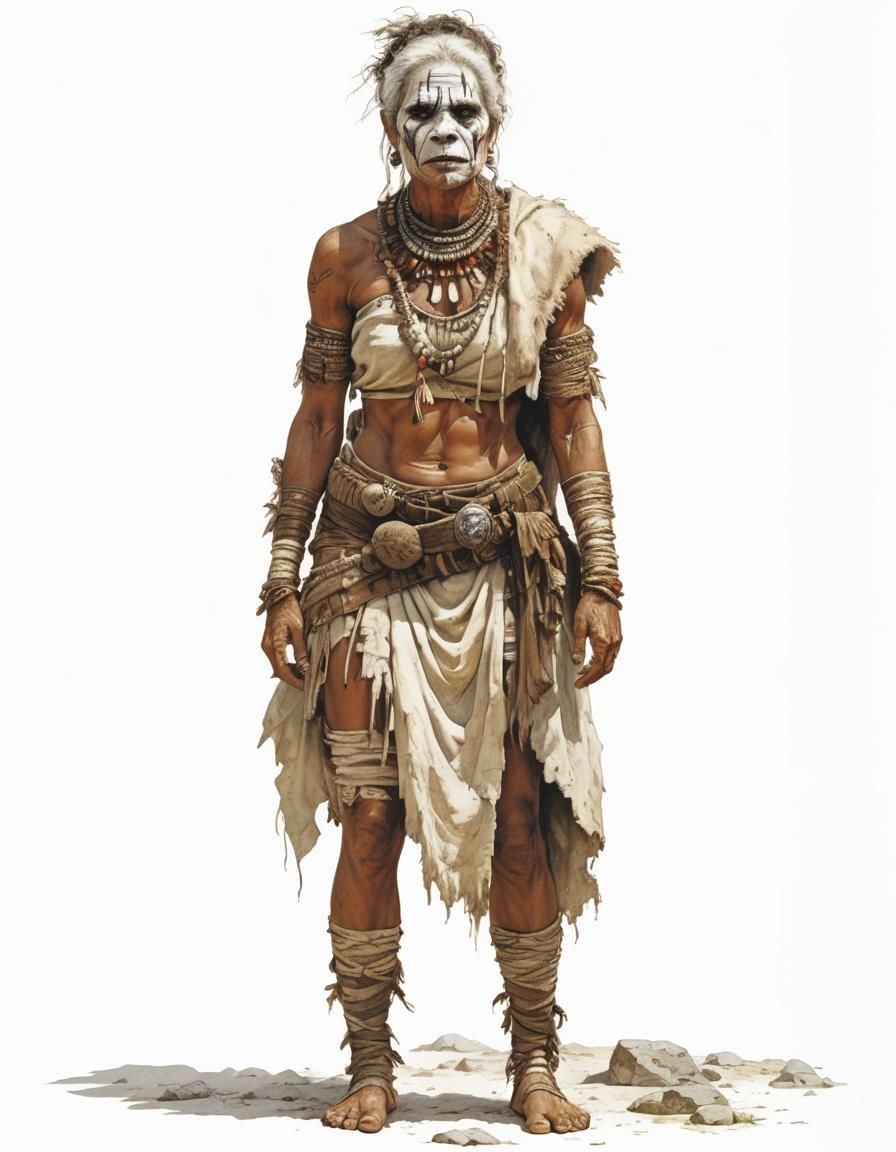 Prehistoric Woman with White Face Paint Illustration