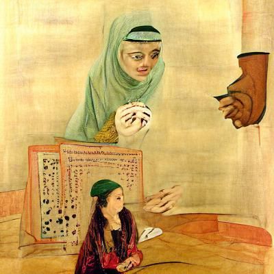 Mystical Fortune Teller and Maiden Artwork