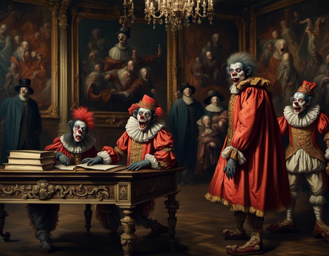 Zombie Monkey Clown Courtroom in 18th Century