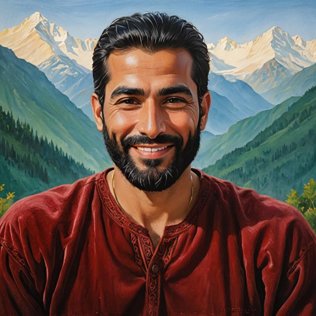 Smiling Man Portrait in Oil Painting Style