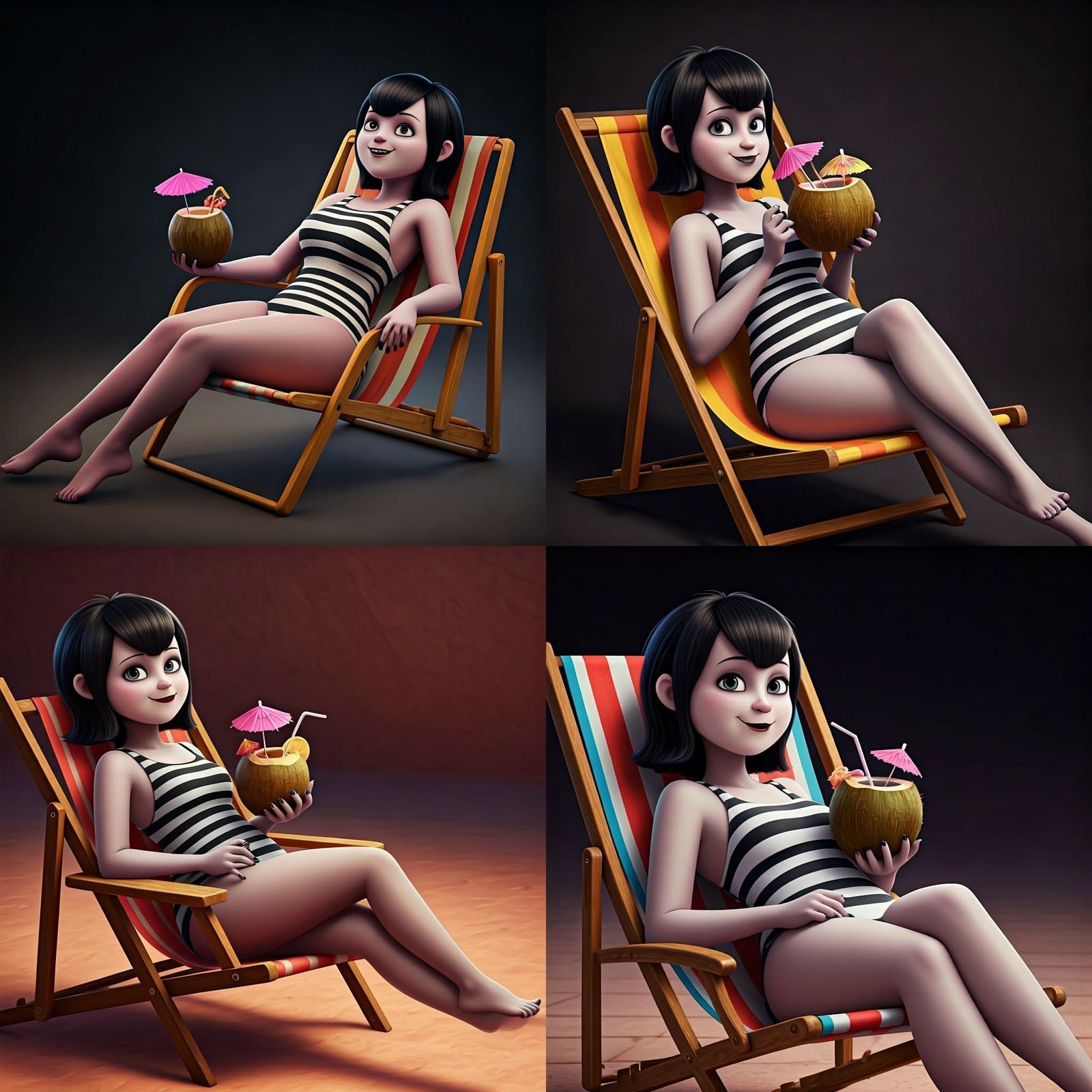 Mavis Dracula Sunbathing: 3D CGI Pixar Style