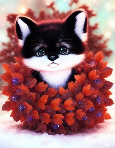 Majestic Fox with Lavender Freckles and Floral Crown