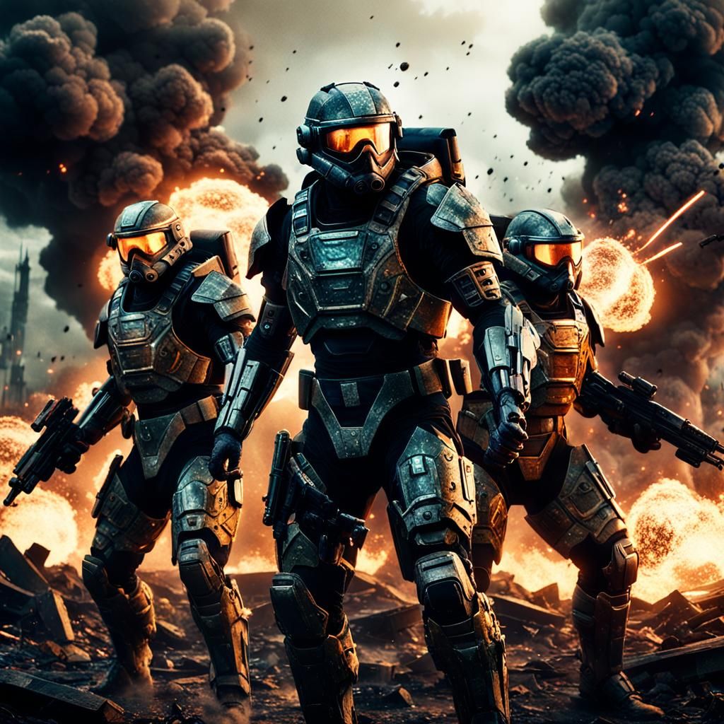 Futuristic Warriors Clash in Epic Dystopian Battle