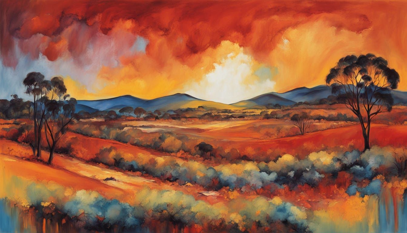 Dreamlike Australian Sunset with Jumping Kangaroos