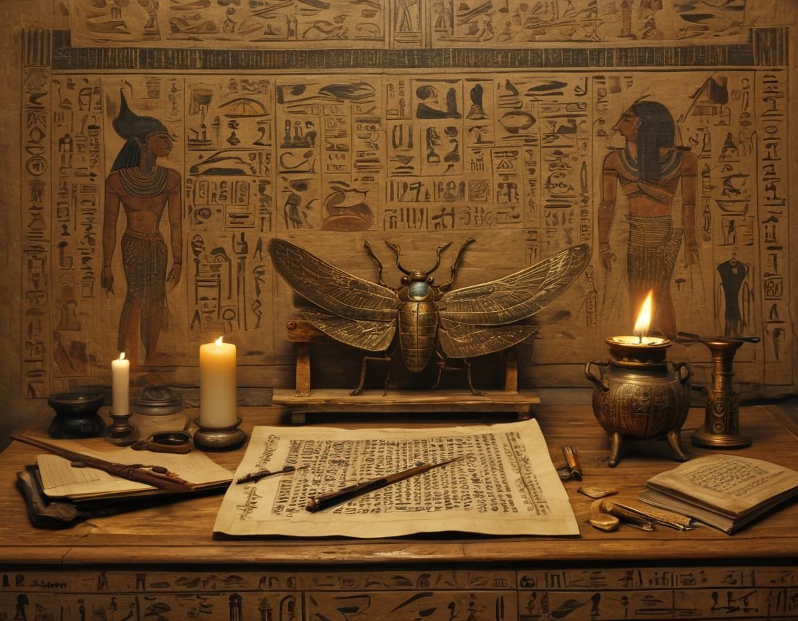 Egyptian Scribe's Desk in Dutch Masters Style