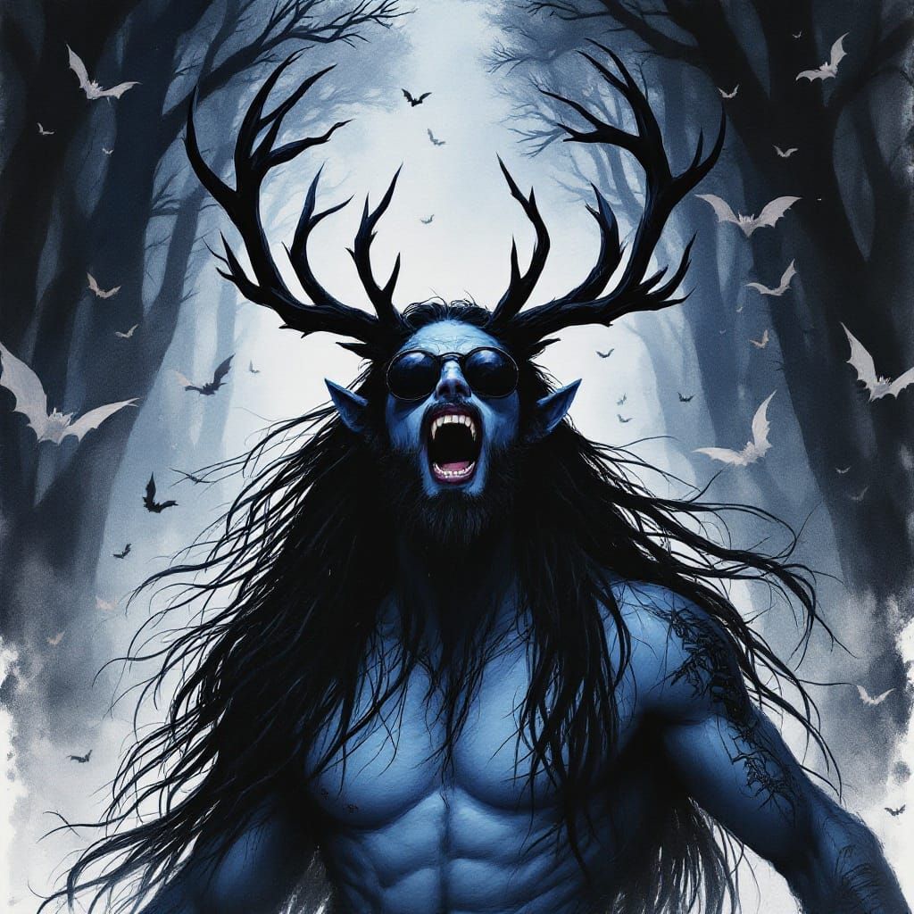 Gothic Druid in Dark Fantasy Watercolour