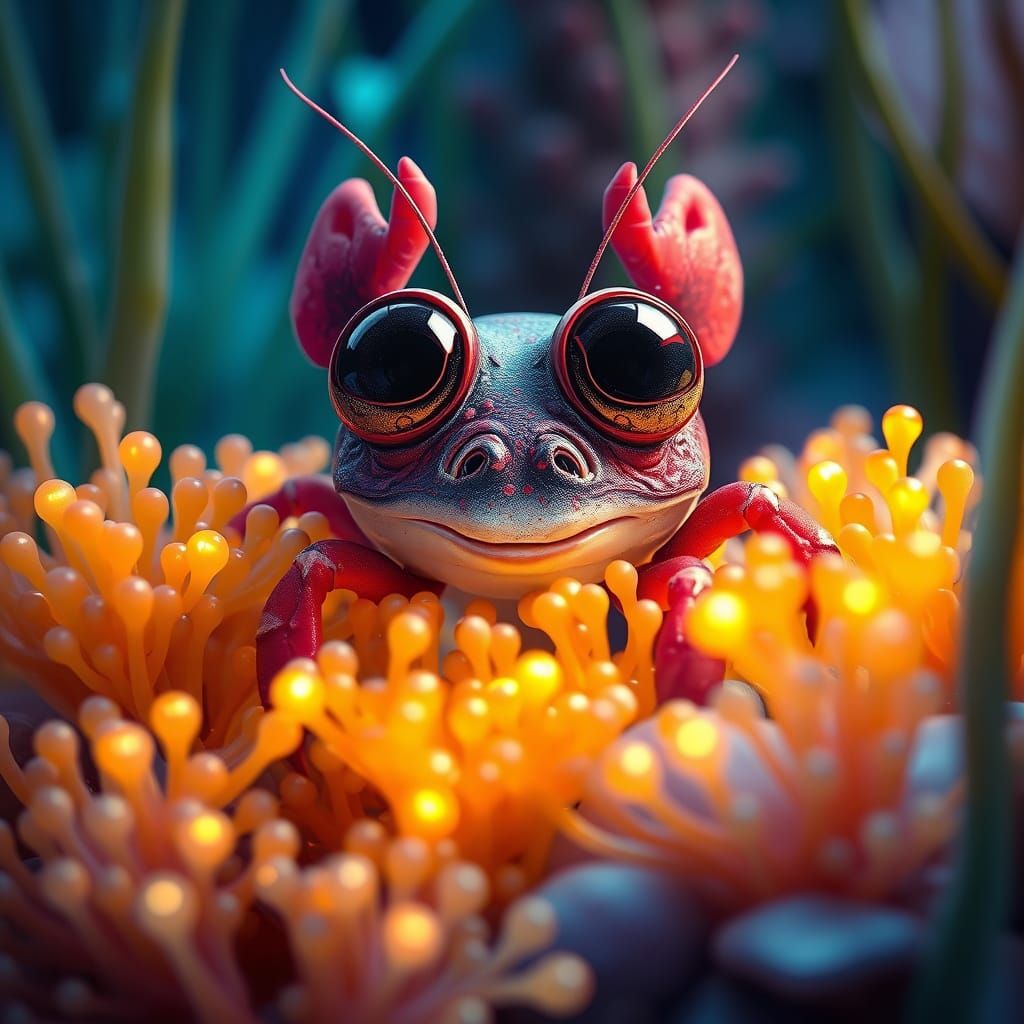 Enchanted Sea Crayfish in Vibrant Underwater Realm
