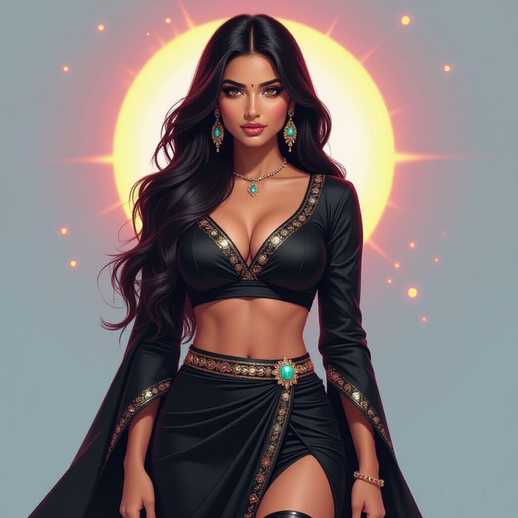 Indian Woman With Crystal Star Eyes in Traditional Dress