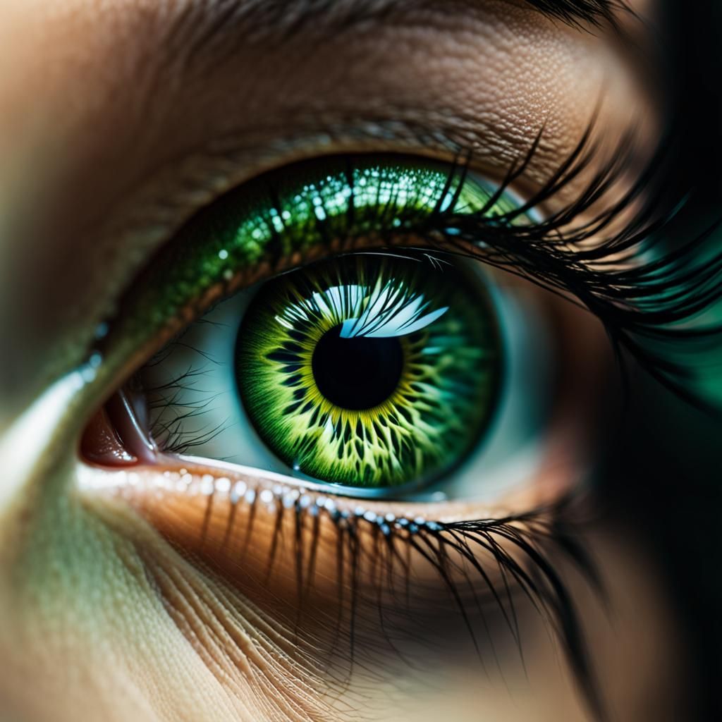 Sensual Green Eye Close-Up in Soft Light