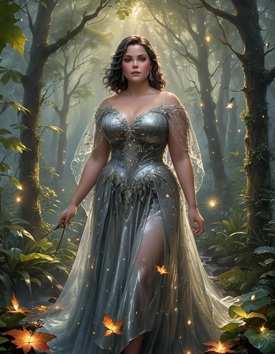 Wet Girl in Forest, 3D Ethereal Fantasy