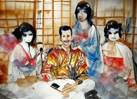 Freddy Mercury as Sumi-e Ink Painting