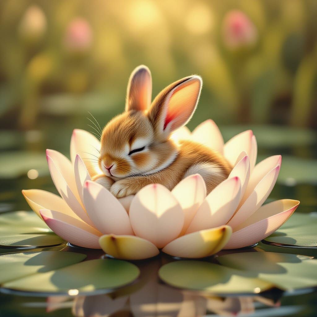 Baby Bunny's Lotus Dream: Storybook Illustration