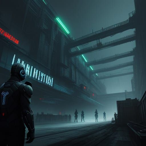 Dystopian Game Show Arena in Neon-Lit Despair