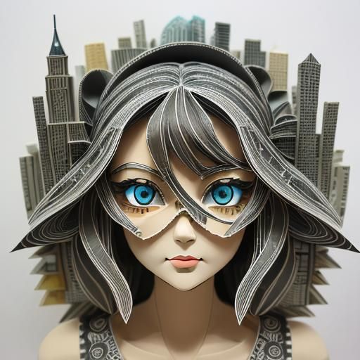 extreme stacked paper cutout art diorama of a hyper swirling kaleidoscopic city skyline stacked paper art diorama of a h...