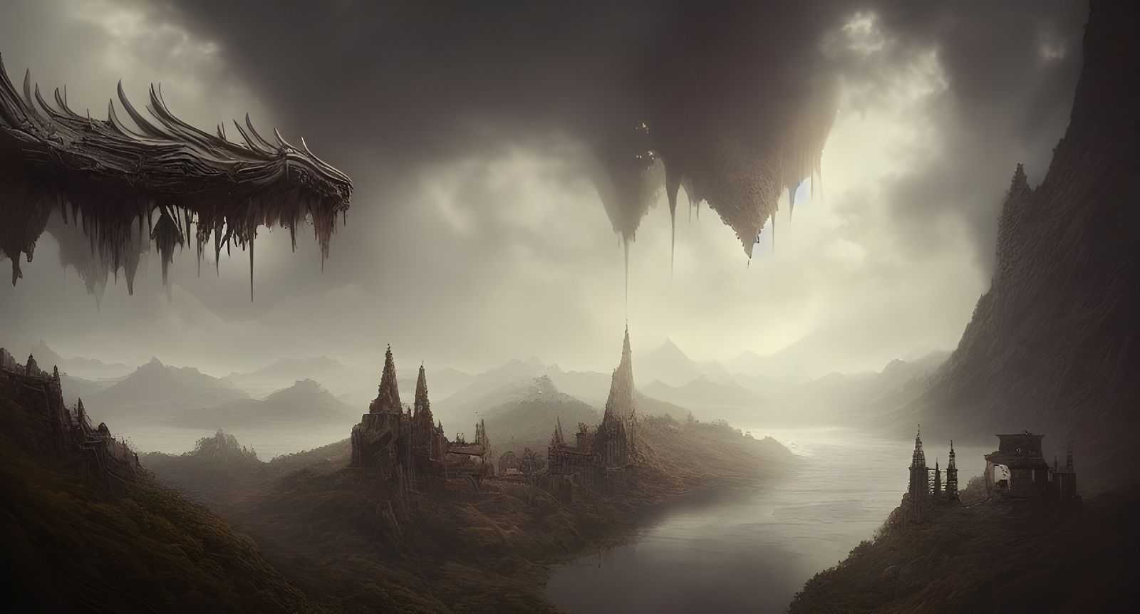 Dramatic Digital Matte Painting: Intricate and Detailed