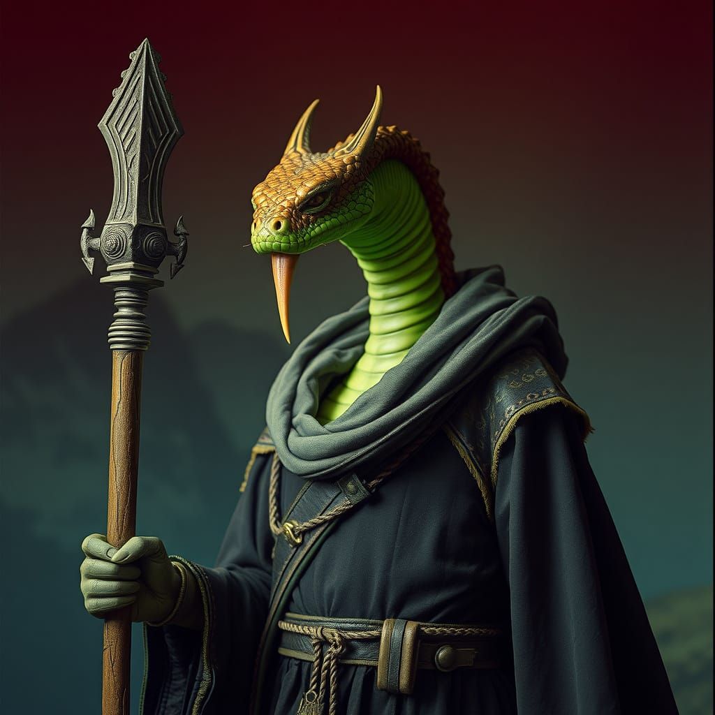 Anthropomorphic Snake Psion in Fantasy World