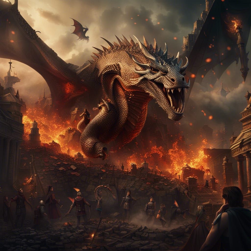 Epic Dragon Fight: Dramatic Digital Matte Painting
