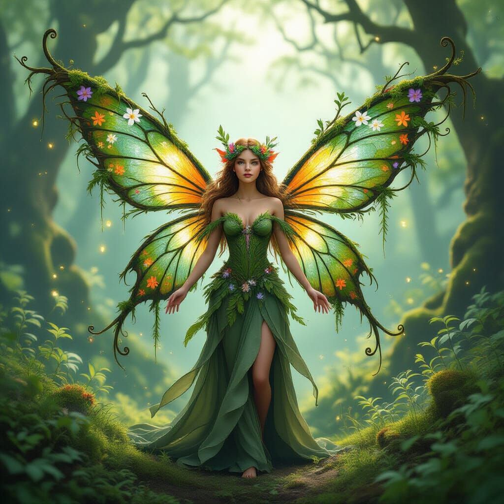Forest Fairy Embodies Spring Renewal with Living Willow Wing...