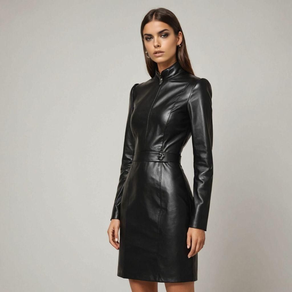 Tatiana Silva in Sleek Leather Dress