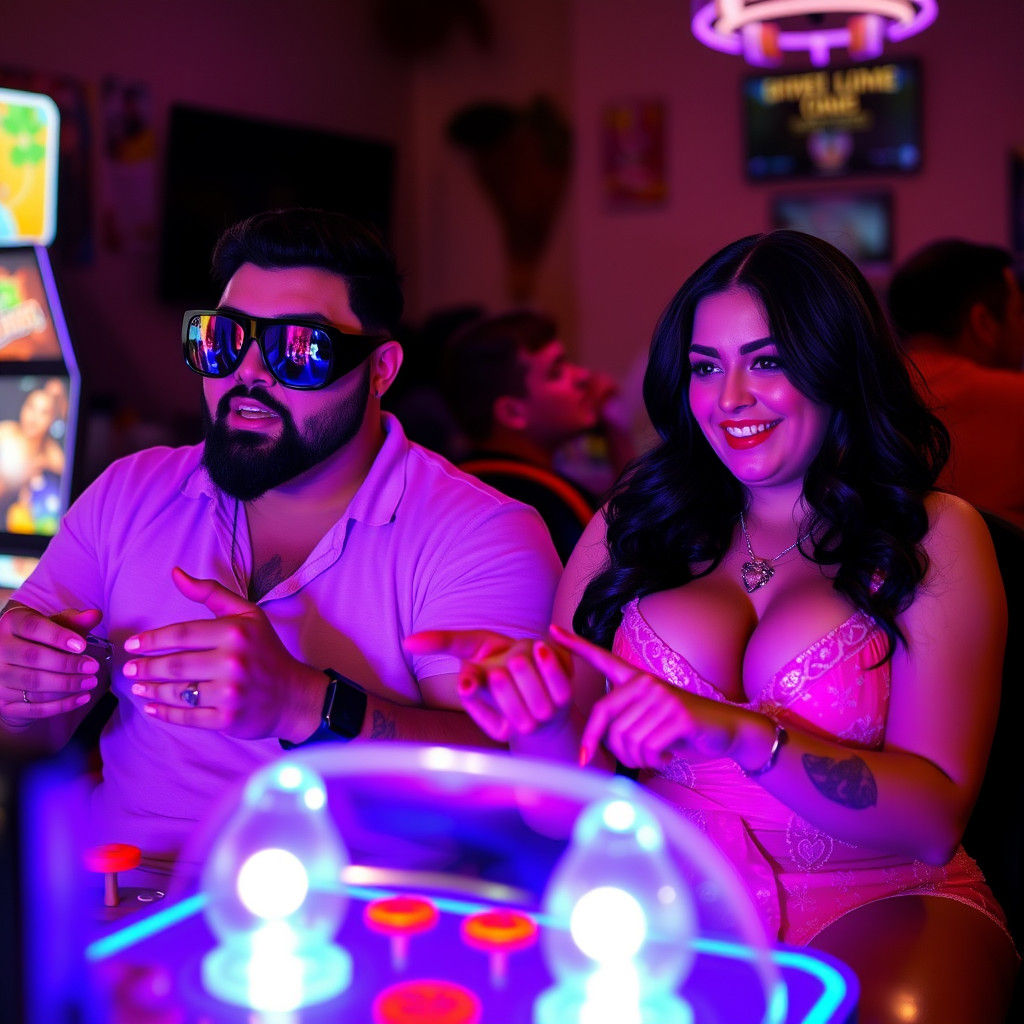 Goth Couple Immersed in Video Game