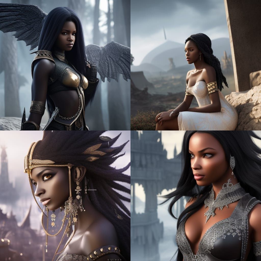 Fantasy Elf: African Woman in Dark Concept Art