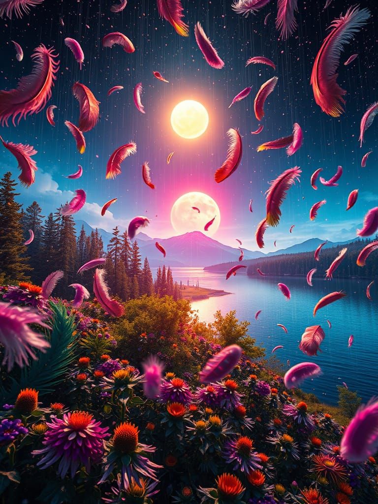 Neon Featherfall in Hyperrealistic Style